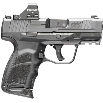 HK 81001132 CC9 w/Optic Micro Compact 9mm Luger 10+1 3.32" Black Polygonal Rifled Barrel, Black DLC Steel Serrated w/Optic Slide (G89177)